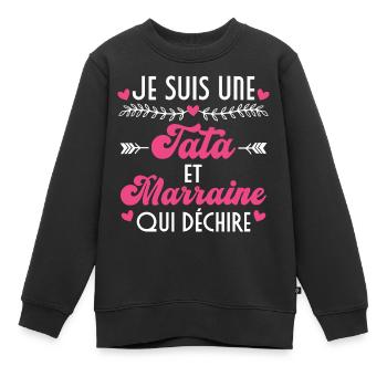 Ich bin eine Tata und eine Patin, die weint - Kinder Premium Organic Sweatshirt - Schwarz - Vorne - AI Model Kid Female (0cm)