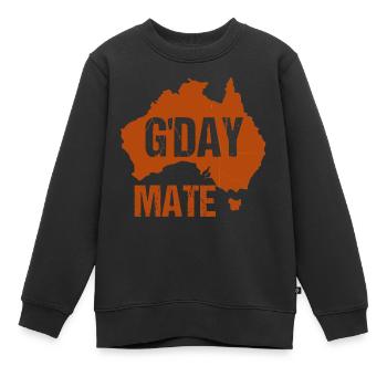 G'DAY MATE - Kinder Premium Organic Sweatshirt - Schwarz - Vorne - AI Model Kid Female (0cm)