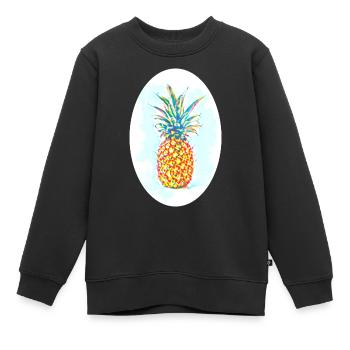 Ananas Zeichnung - Kinder Premium Organic Sweatshirt - Schwarz - Vorne - AI Model Kid Female (0cm)