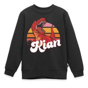 KIAN - Schöner Jungen Name mit T-REX Dino - Kinder Premium Organic Sweatshirt - Schwarz - Vorne - AI Model Kid Female (0cm)