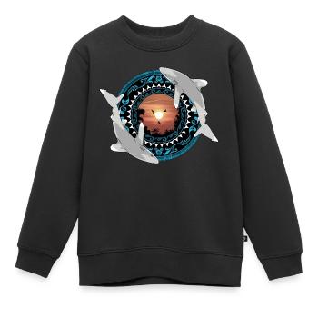 Weißspitzenhochseehaie Hawaiianisch Polynesisch - Kinder Premium Organic Sweatshirt - Schwarz - Vorne - AI Model Kid Female (0cm)
