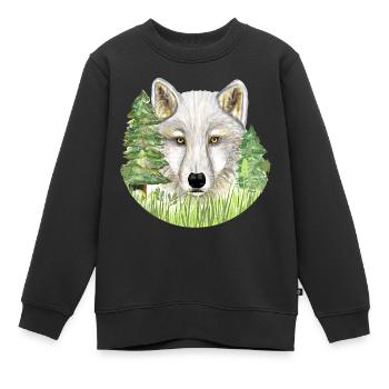 Loup - Sweat Premium enfant bio - noir - Devant - AI Model Kid Female (0cm)