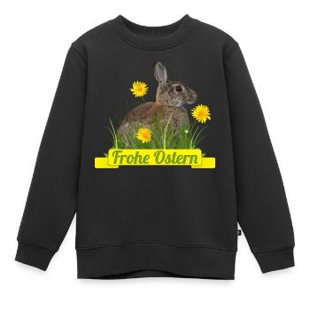 Frohe Ostern Osterhase - Kinder Premium Organic Sweatshirt - Schwarz - Vorne - AI Model Kid Female (0cm)
