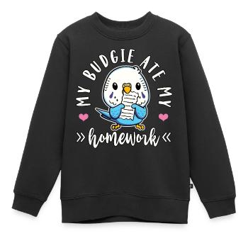 Wellensittich My Budgie Ate My Homework - Kinder Premium Organic Sweatshirt - Schwarz - Vorne - AI Model Kid Female (0cm)