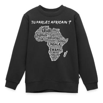 tu parles africain ? blanc - Sweat Premium enfant bio - noir - Devant - AI Model Kid Female (0cm)