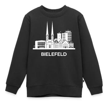 Bielefeld, weiß - Kinder Premium Organic Sweatshirt - Schwarz - Vorne - AI Model Kid Female (0cm)
