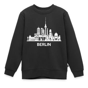 Berlin, weiß. Erweiterte Version - Kinder Premium Organic Sweatshirt - Schwarz - Vorne - AI Model Kid Female (0cm)