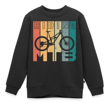 riding MTB - Kinder Premium Organic Sweatshirt - Schwarz - Vorne - AI Model Kid Female (0cm)