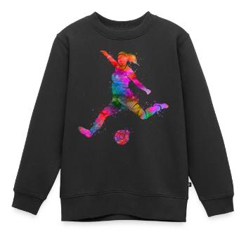 Fußballer Spieler Fußballspieler Mädchen Fußball - Kinder Premium Organic Sweatshirt - Schwarz - Vorne - AI Model Kid Female (0cm)