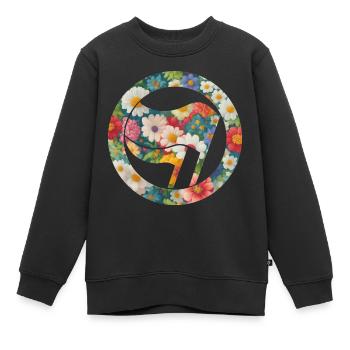 Antifa et fleurs - Sweat Premium enfant bio - noir - Devant - AI Model Kid Female (0cm)