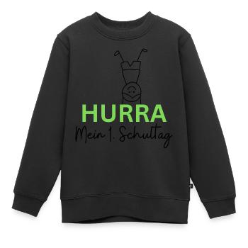 Hurra Schulkind - Kinder Premium Organic Sweatshirt - Schwarz - Vorne - AI Model Kid Female (0cm)