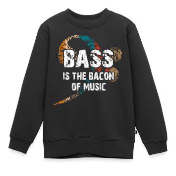 La basse est le bacon de la musique - Clef de basse - Sweat Premium enfant bio - noir - Devant - AI Model Kid Female (0cm)