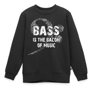 La basse est le bacon de la musique - Clef de basse - Sweat Premium enfant bio - noir - Devant - AI Model Kid Female (0cm)