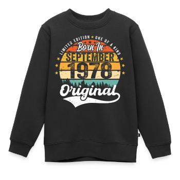 Septembre 1978 Jubilé 1978 Septembre - Sweat Premium enfant bio - noir - Devant - AI Model Kid Female (0cm)