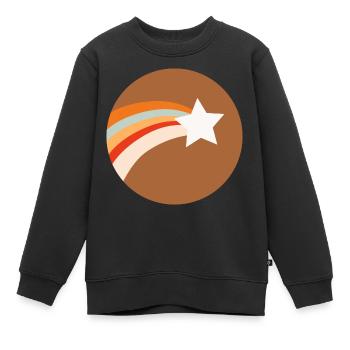 Sternschnuppe im siebziger Jahre Retro Stil - Kinder Premium Organic Sweatshirt - Schwarz - Vorne - AI Model Kid Female (0cm)