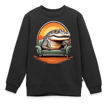 Alligator auf Sofa - Kinder Premium Organic Sweatshirt - Schwarz - Vorne - AI Model Kid Female (0cm)