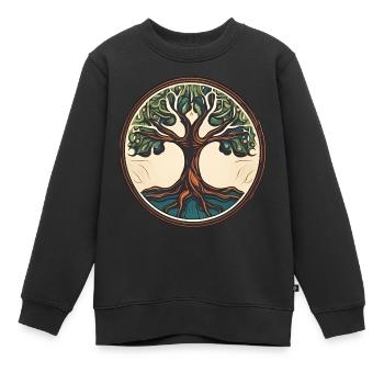Arbre / Nature / Terre / Écorce / Racines / Feuilles - Sweat Premium enfant bio - noir - Devant - AI Model Kid Female (0cm)
