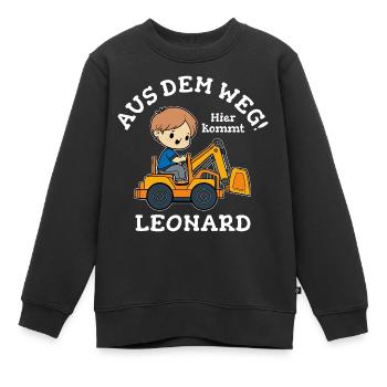 Leonard Vorname Bagger - Kinder Premium Organic Sweatshirt - Schwarz - Vorne - AI Model Kid Female (0cm)