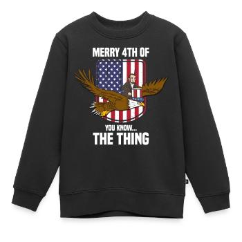 USA Flagge | Patriot Patriotismus Amerika Geschenk - Kinder Premium Organic Sweatshirt - Schwarz - Vorne - AI Model Kid Female (0cm)