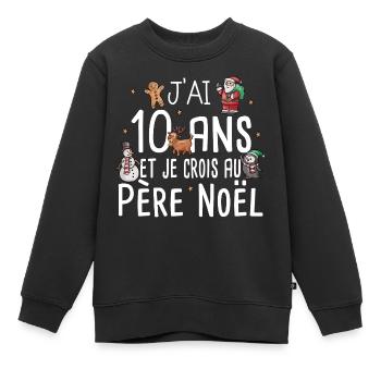10 Ans Anniversaire Cadeau Père Noël Humour Enfant - Sweat Premium enfant bio - noir - Devant - AI Model Kid Female (0cm)