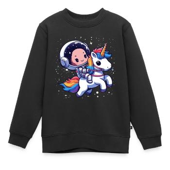 Chibi Astronaut und Einhorn - Kinder Premium Organic Sweatshirt - Schwarz - Vorne - AI Model Kid Female (0cm)