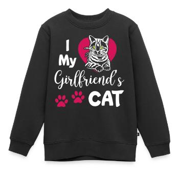 J’aime le chat de mes copines - Sweat Premium enfant bio - noir - Devant - AI Model Kid Female (0cm)