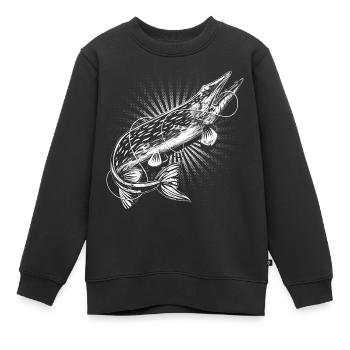Hecht Angler - Kinder Premium Organic Sweatshirt - Schwarz - Vorne - AI Model Kid Female (0cm)