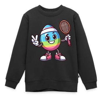 Oeuf de Pâques oeuf de Pâques Joueur de tennis - Sweat Premium enfant bio - noir - Devant - AI Model Kid Female (0cm)
