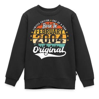 Né en février 2004 - cadeau d'anniversaire - Sweat Premium enfant bio - noir - Devant - AI Model Kid Female (0cm)