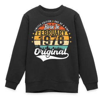 Né en février 1978 - cadeau d'anniversaire - Sweat Premium enfant bio - noir - Devant - AI Model Kid Female (0cm)