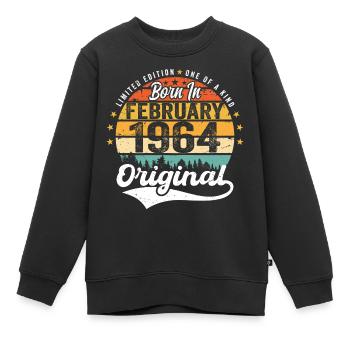 Né en février 1964 - cadeau d'anniversaire - Sweat Premium enfant bio - noir - Devant - AI Model Kid Female (0cm)
