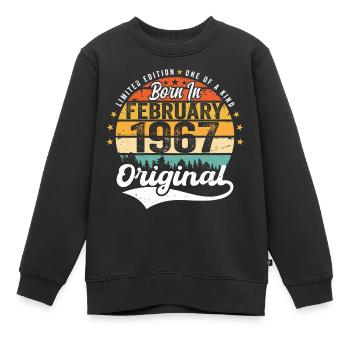 Né en février 1967 - cadeau d'anniversaire - Sweat Premium enfant bio - noir - Devant - AI Model Kid Female (0cm)