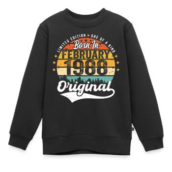 Né en février 1988 - cadeau d'anniversaire - Sweat Premium enfant bio - noir - Devant - AI Model Kid Female (0cm)