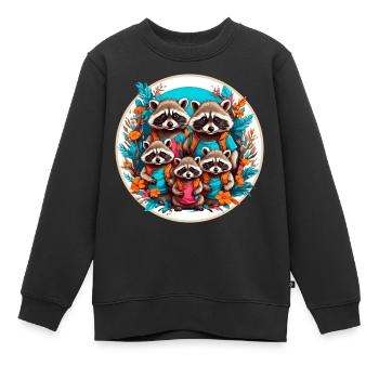 Süße liebenswerte Waschbärenfamilie - Kinder Premium Organic Sweatshirt - Schwarz - Vorne - AI Model Kid Female (0cm)