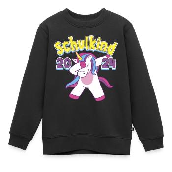 Écolier 2024 Licorne École Élève - Sweat Premium enfant bio - noir - Devant - AI Model Kid Female (0cm)
