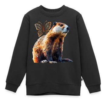 Biber - Kinder Premium Organic Sweatshirt - Schwarz - Vorne - AI Model Kid Female (0cm)