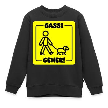 Chien promenant le chien - Sweat Premium enfant bio - noir - Devant - AI Model Kid Female (0cm)