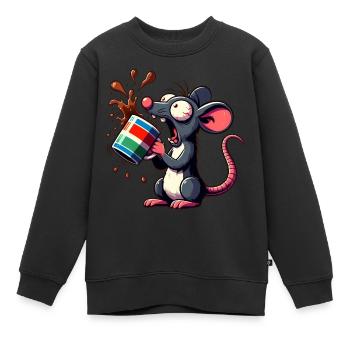 Mouse with coffee caffeine shock - Kids Premium Organic Sweatshirt - black - Front - AI Model Kid Female (0cm)