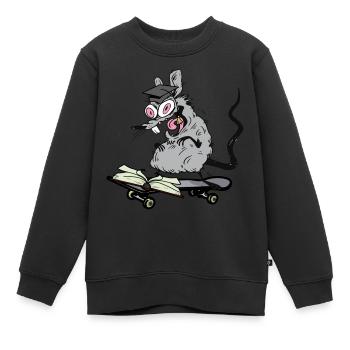 Ratte Gelehrter Student Schüler Skater skaten - Kinder Premium Organic Sweatshirt - Schwarz - Vorne - AI Model Kid Female (0cm)