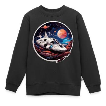 Vaisseau spatial croiseur spatial sur des planètes extraterrestres - Sweat Premium enfant bio - noir - Devant - AI Model Kid Female (0cm)