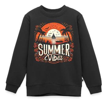 Tropische Sommerstimmung: Das Abenteuer bei Sonnenuntergang erwartet Sie - Kinder Premium Organic Sweatshirt - Schwarz - Vorne - AI Model Kid Female (0cm)