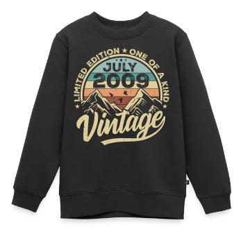 Né en juillet 2009 Né en juillet 2009 Né en juillet 2009 - Sweat Premium enfant bio - noir - Devant - AI Model Kid Female (0cm)