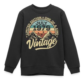 Né en juillet 1979 Né en juillet 1979 Né en juillet 1979 - Sweat Premium enfant bio - noir - Devant - AI Model Kid Female (0cm)
