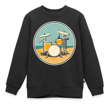 Drum Set Illustration - Kinder Premium Organic Sweatshirt - Schwarz - Vorne - AI Model Kid Female (0cm)