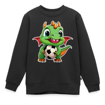 02 Baby Drache mit Fussball Kinderbild lustig - Kinder Premium Organic Sweatshirt - Schwarz - Vorne - AI Model Kid Female (0cm)