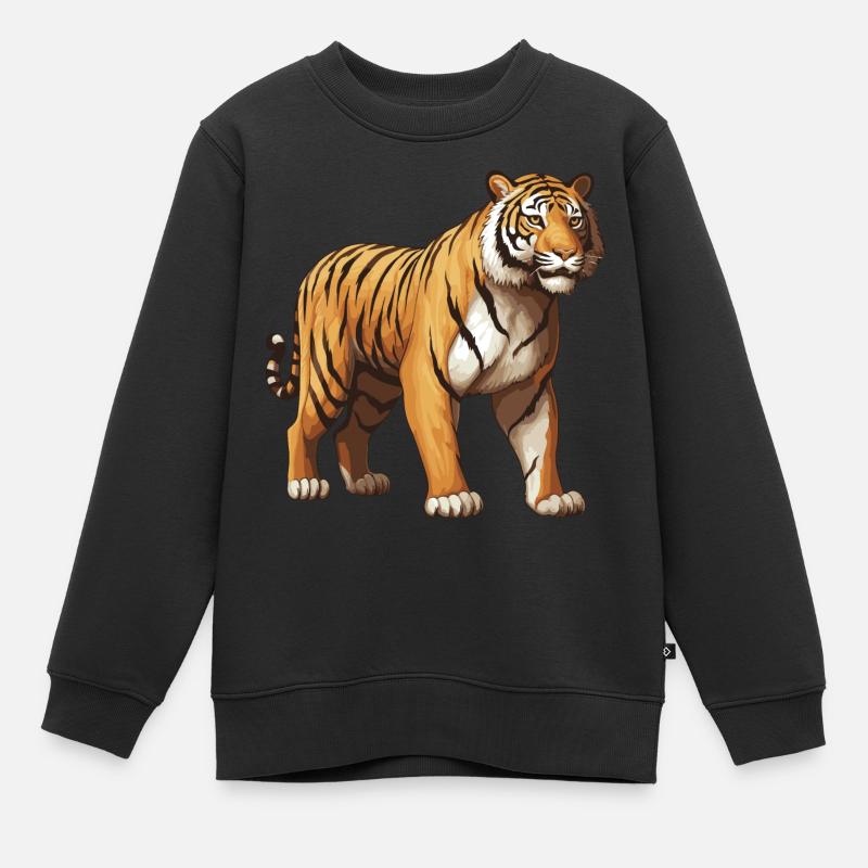 Tiger Tier - Kinder Premium Organic Sweatshirt - Schwarz