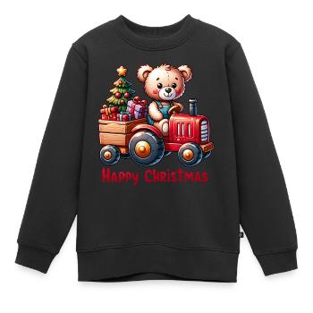 Teddy as Santa Claus with tractor - Kids Premium Organic Sweatshirt - black - Front - AI Model Kid Female (0cm)