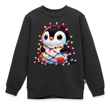Clumsy Christmas penguin tangled in - Kids Premium Organic Sweatshirt - black - Front - AI Model Kid Female (0cm)