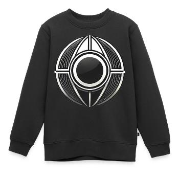 Minimalistisches kreisförmiges Pod-Design - Kinder Premium Organic Sweatshirt - Schwarz - Vorne - AI Model Kid Female (0cm)