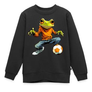 Frösche Fussball - Kinder Premium Organic Sweatshirt - Schwarz - Vorne - AI Model Kid Female (0cm)